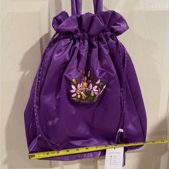 Floral Pettern Handbag, Women's Fashion Nylon Drawstring  Bag - Picture 3 of 10